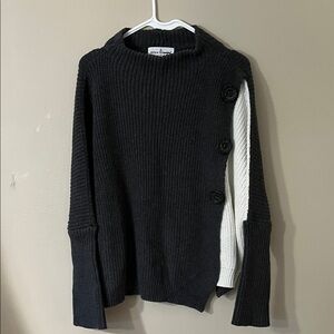 Neon Buddha Black and Cream Buttoned Sweater